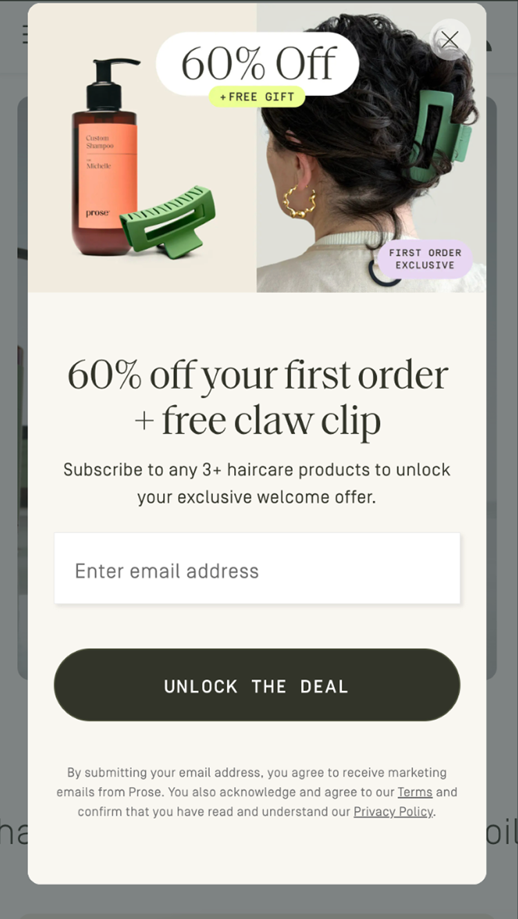 Homepage email capture popup